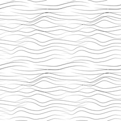 Vector seamless pattern with wavy drawn lines on a white background