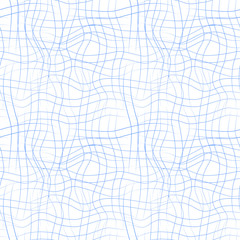 Vector seamless pattern with wavy drawn lines on a white background