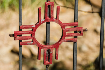 Wrought Iron Red Zia Symbol