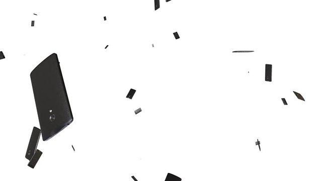 perfect loop of 3d rendering of a falling objects on a white background