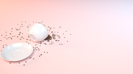 3d rendering of a concept coffee inside a studio top view