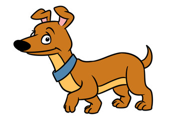 Long dog joy dachshund animal character cartoon illustration isolated image