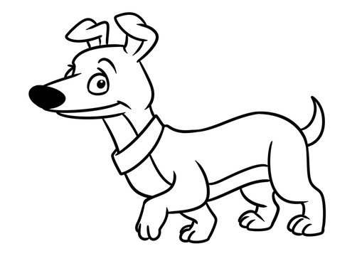Long dog joy dachshund animal character cartoon illustration isolated image coloring page