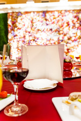 Menu card on the wedding table