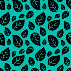 Leaf seamless pattern on a green background