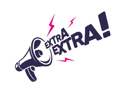 Megaphone with "Extra Extra" message in Vector. Advertisement for banner, poster and promotion design.
