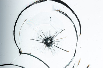 Cracked glass on a white background texture