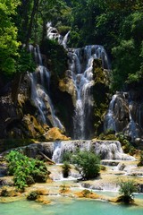 Fototapeta na wymiar waterfall in forest of Lao 