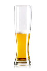 half a glass of beer isolated