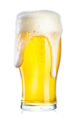 a glass of beer and foam