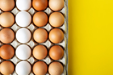 chicken eggs in a box