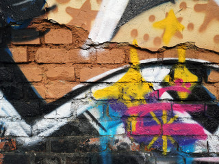 Muro colorato con mattoni, Colored wall with bricks