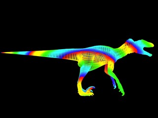 3d rendering of a colorful dino isolated on black background