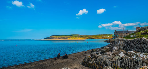 River Nyfer, Joins the Sea, Newport Pembrokeshire, Wales, UK