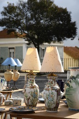 two old lamps on flea market