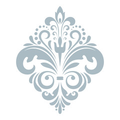 Damask graphic ornament. Floral design element. Blue vector pattern