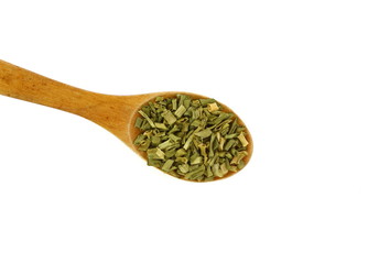 Dried chives chopped isolated on white background