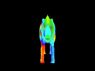 3d rendering of a colorful dino isolated on black background