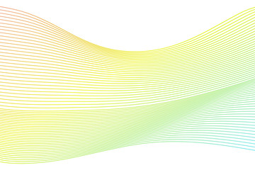 Abstract vector wave pattern. Yellow orange green blue gradient background. Blend illustration for design, sample, template, decoration, web, concept, curve