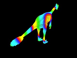 3d rendering of a colorful dino isolated on black background