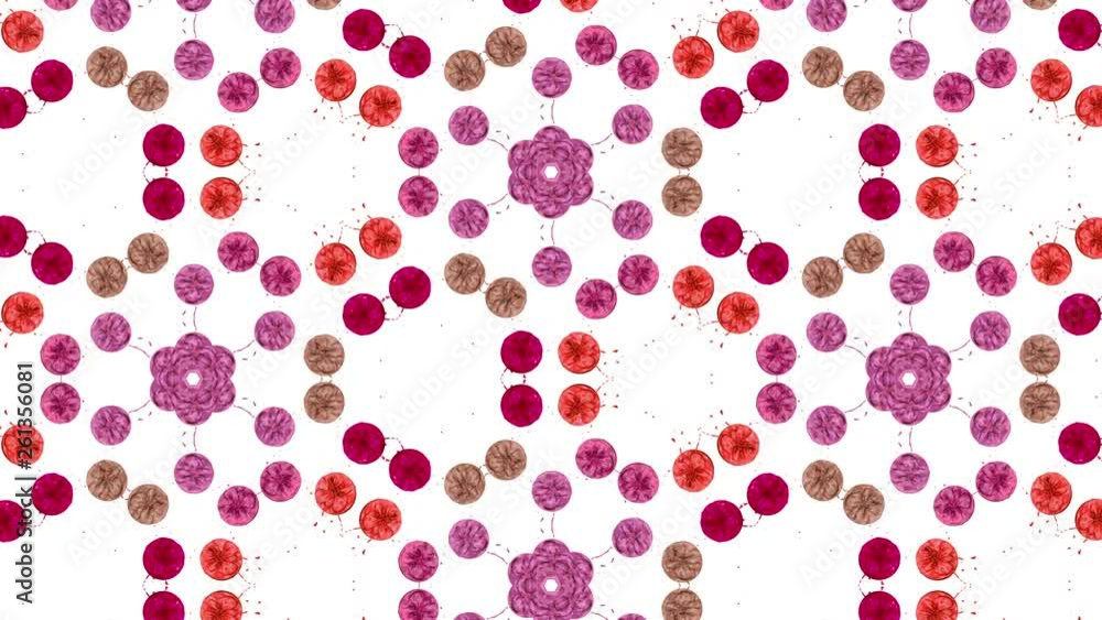 Poster liquid in the containers form cells structure like kaleidoscope effect. fluid bounces like on music 