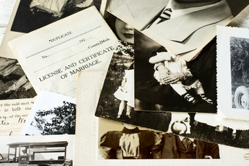 Nostalgic Old Photographs and Documents - obrazy, fototapety, plakaty