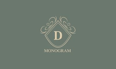 An elegant monogram with a letter. Stylish logo design menu, labels, restaurant, hotel, heraldry, jewelry, boutique. Vector illustration.