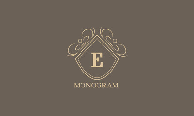 An elegant monogram with a letter. Stylish logo design menu, labels, restaurant, hotel, heraldry, jewelry, boutique. Vector illustration.