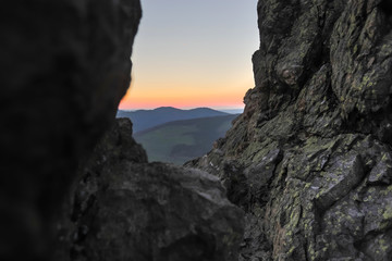 a stony hill in the evening