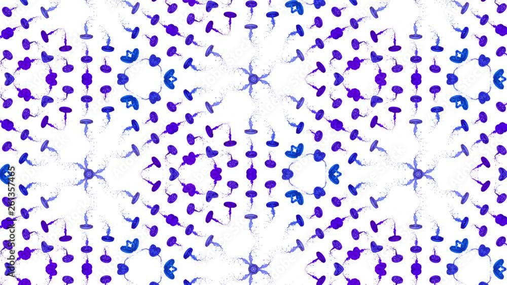 Poster liquid in the containers form cells structure like kaleidoscope effect. fluid bounces like on music 