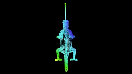 Fototapeta premium 3d rendering of an artistic object made with colorful rope lines isolated on black