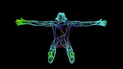 Obraz premium 3d rendering of an artistic object made with colorful rope lines isolated on black