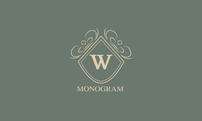 An elegant monogram with a letter. Stylish logo design menu, labels, restaurant, hotel, heraldry, jewelry, boutique. Vector illustration.