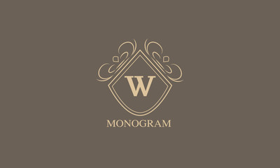 An elegant monogram with a letter. Stylish logo design menu, labels, restaurant, hotel, heraldry, jewelry, boutique. Vector illustration.