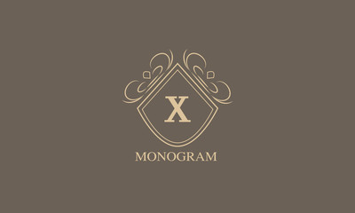 An elegant monogram with a letter. Stylish logo design menu, labels, restaurant, hotel, heraldry, jewelry, boutique. Vector illustration.