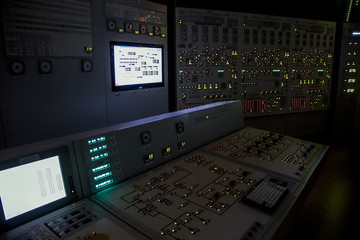 lock control panel of nuclear power plant operates on a backup power supply during an accident simulation