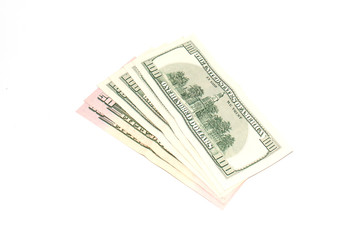 A lot of money dollars on white background, copy space