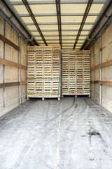 Storage space in a truck full of apples