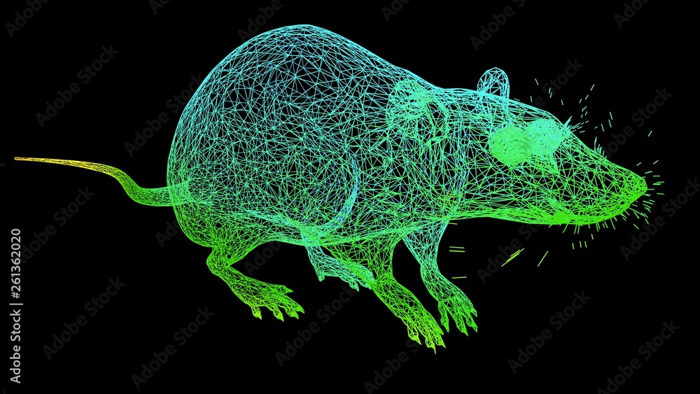 Poster 3d rendering of an artistic object made with colorful rope lines isolated on black
