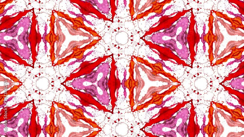 Poster liquid in the containers form cells structure like kaleidoscope effect. fluid bounces like on music 