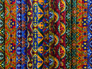 Multicolored carpet with abstract pattern. Closeup
