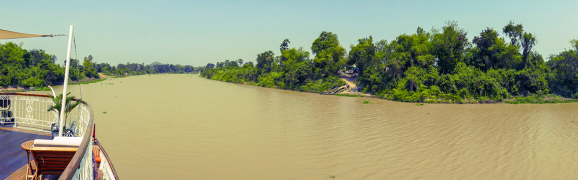 Banks Of Tonle Sap River In Cambodia