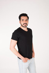 Young man posing on white background