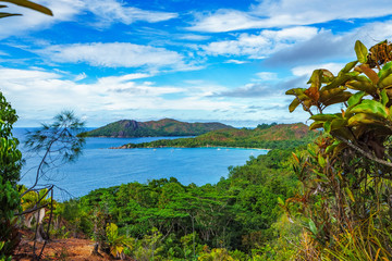 Fototapeta na wymiar Panoramic overview to paradise beach anse lazio,praslin,seychelles 2