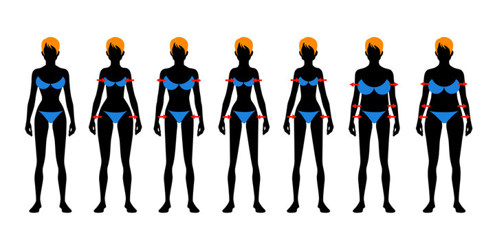  Seven fashion Woman figure type. Flat image