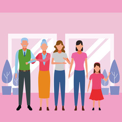 Obraz premium family avatar cartoon character
