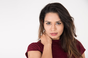 Naklejka premium Pretty young female posing on white background