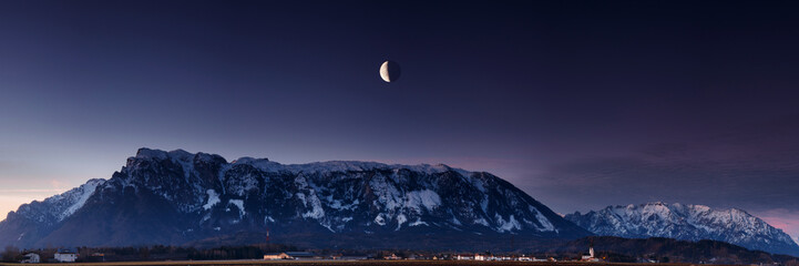 mountain panorama with the moon