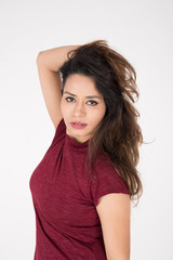 Fototapeta premium Pretty young female posing on white background