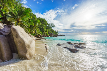 sunny day on paradise beach anse georgette,praslin seychelles 13
